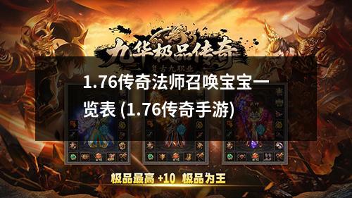 1.76传奇法师召唤宝宝一览表 (1.76传奇手游)